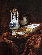 Willem Kalf Still-Life with an Aquamanile, Fruit, and a Nautilus Cup oil painting on canvas